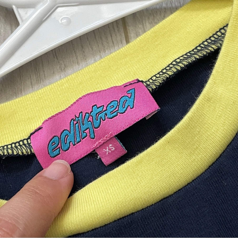 Edikted Blokecore Tshirt kassidy contrast womens Navy Blue xsmall sporty casual - Picture 2 of 6